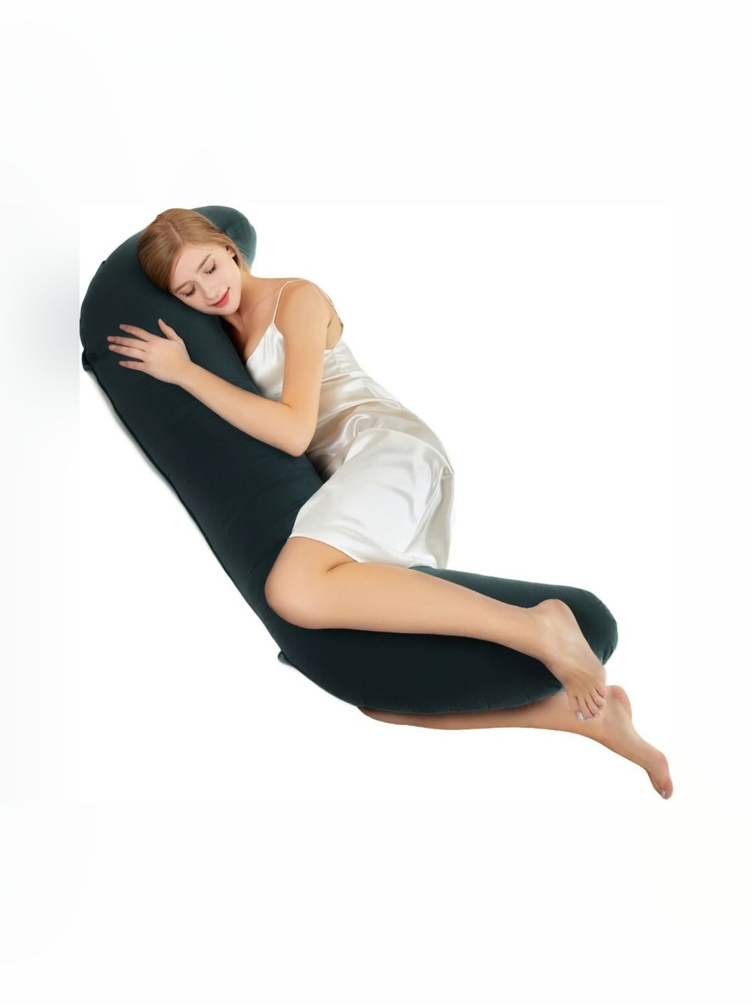 Pum Pum Green Fibre Filled Faux Velvet Ultra Soft Maternity Pillow-image-24