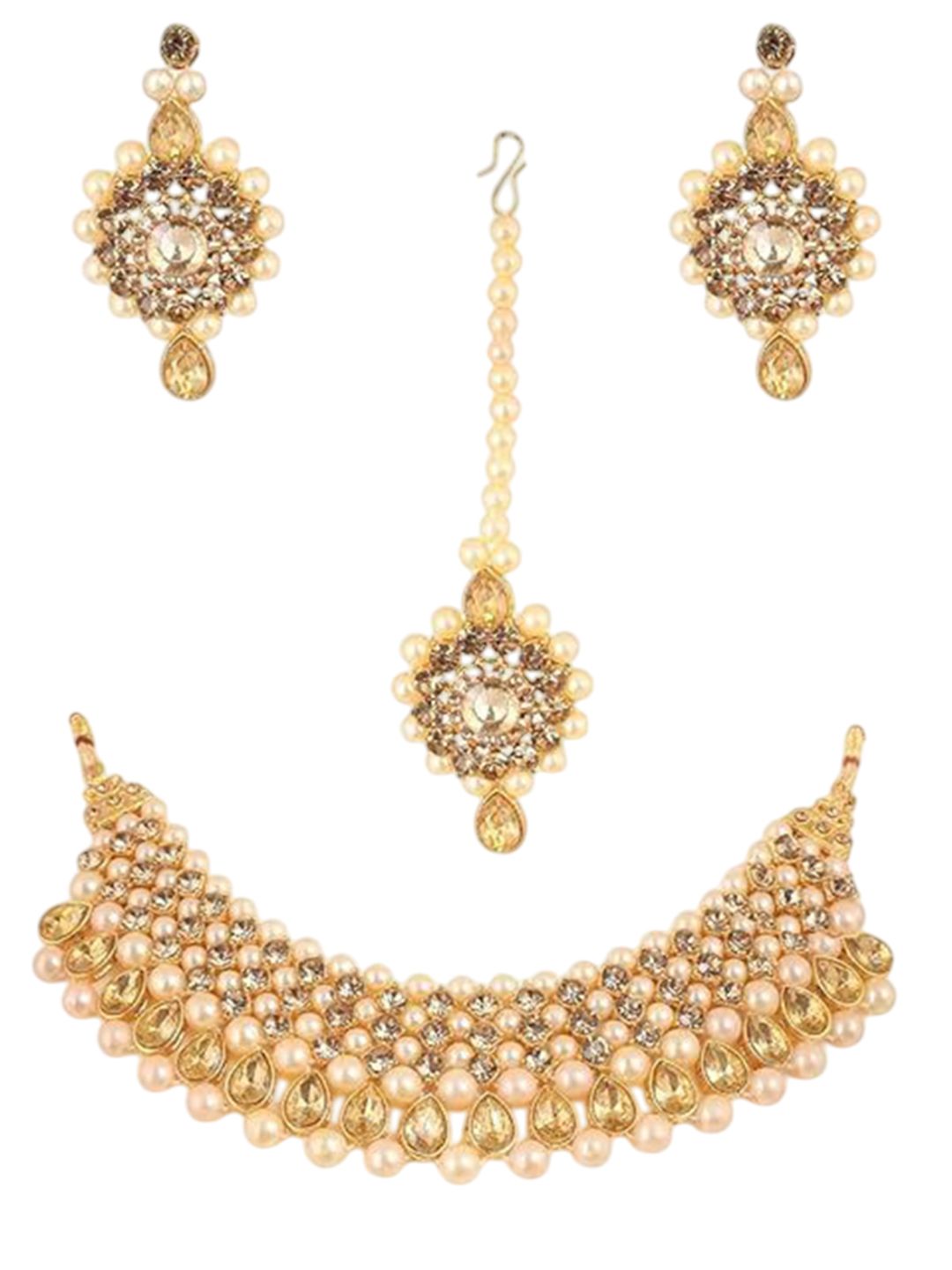 URBANELA Gold-Plated Stone Studded & Beaded Jewellery Set-picture-29