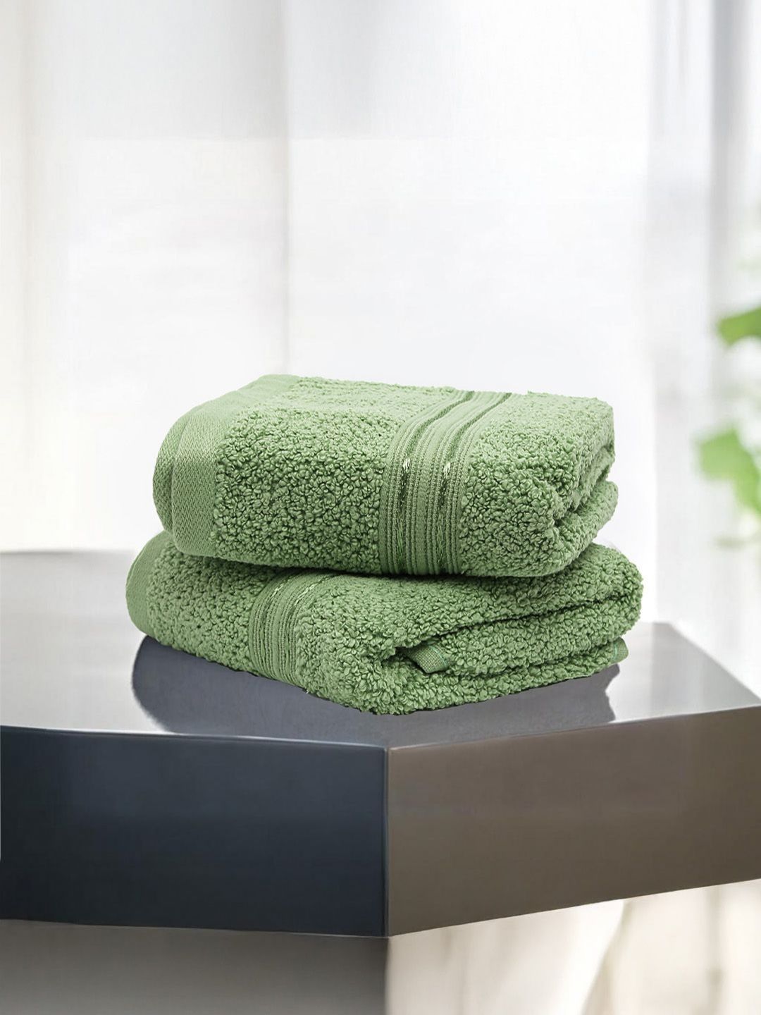 LANE LINEN Olive 2 Pieces Pure Cotton 575 GSM Hand Towels-image-40