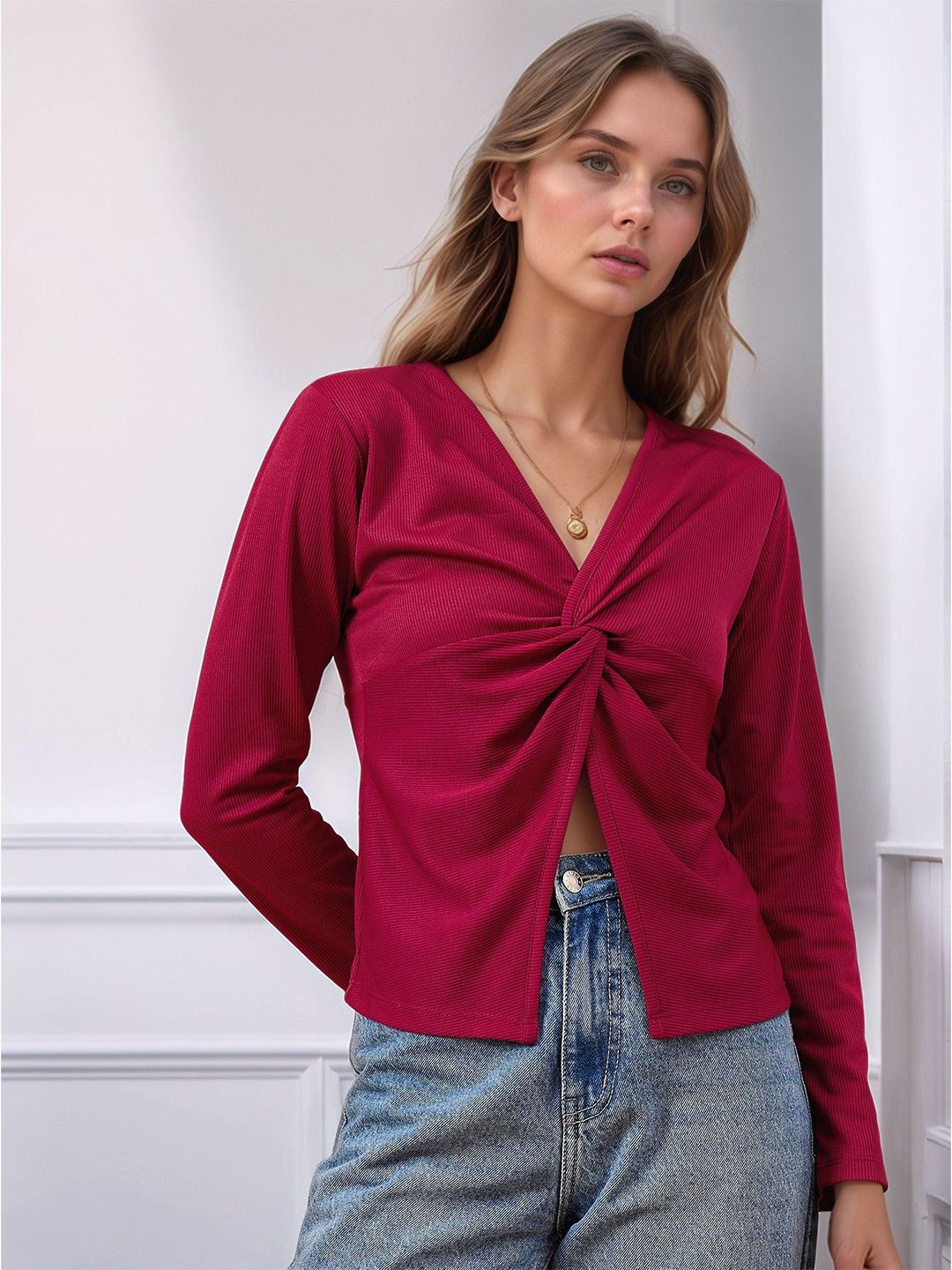 ZYNG Striped Twisted Wrap Top-picture-28