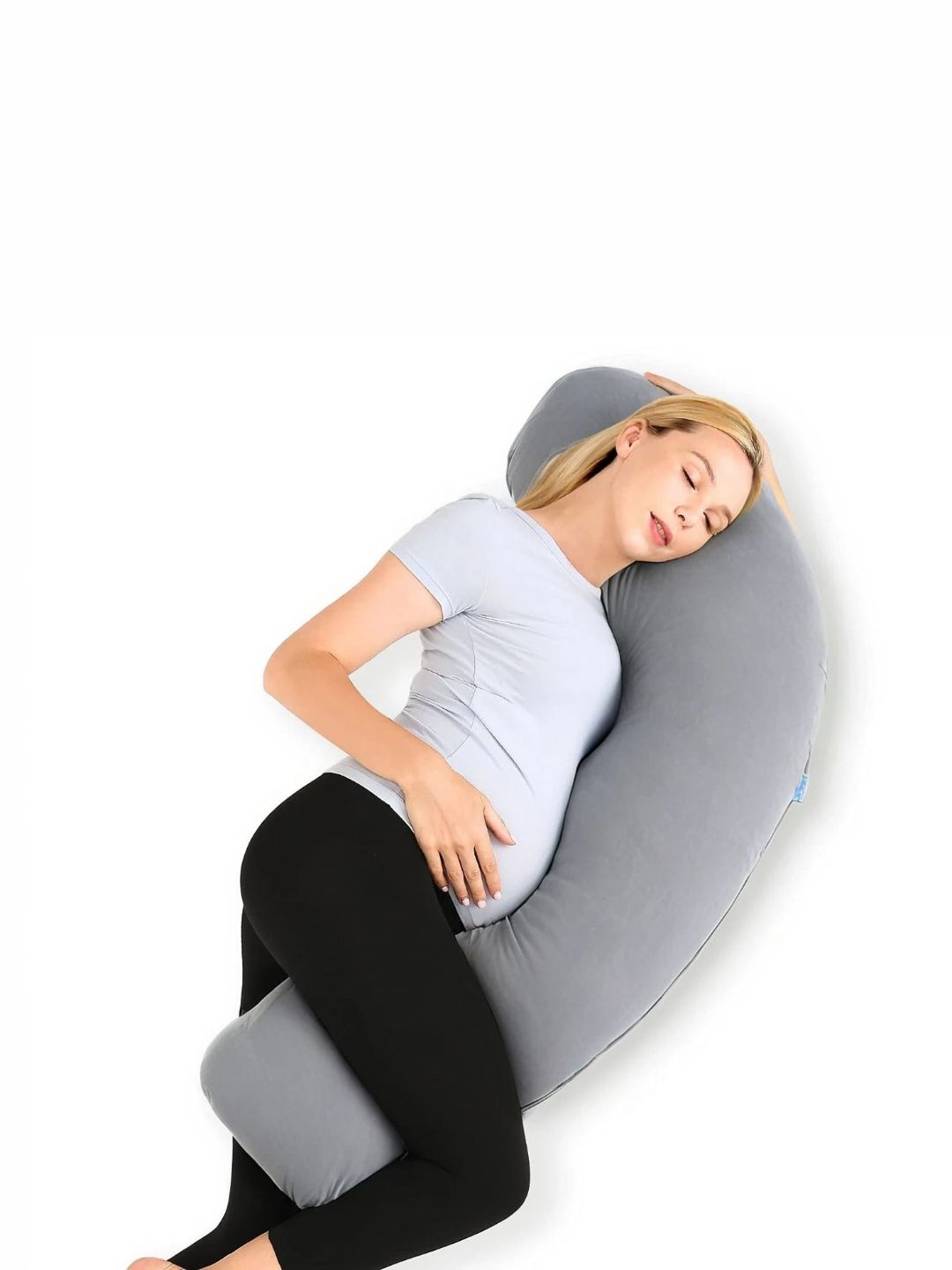 Pum Pum Grey Fibre Filled Faux Velvet Ultra Soft Maternity Pillow-image-27