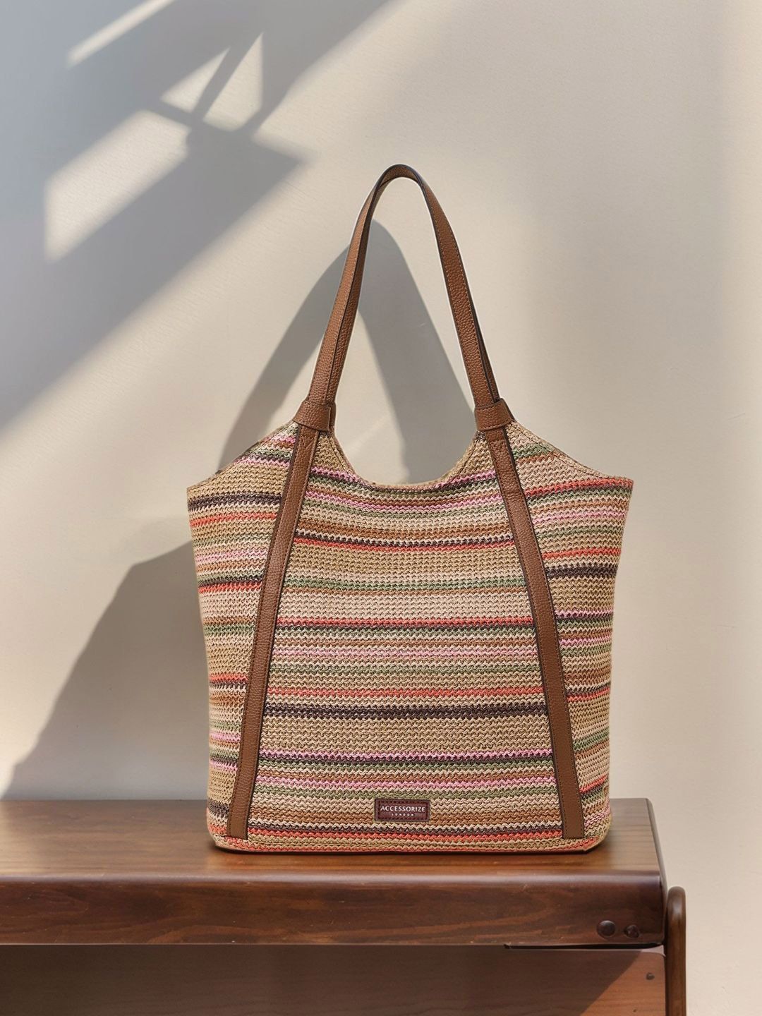Accessorize Women Stripe Raffia Shoulder Bag-picture-25