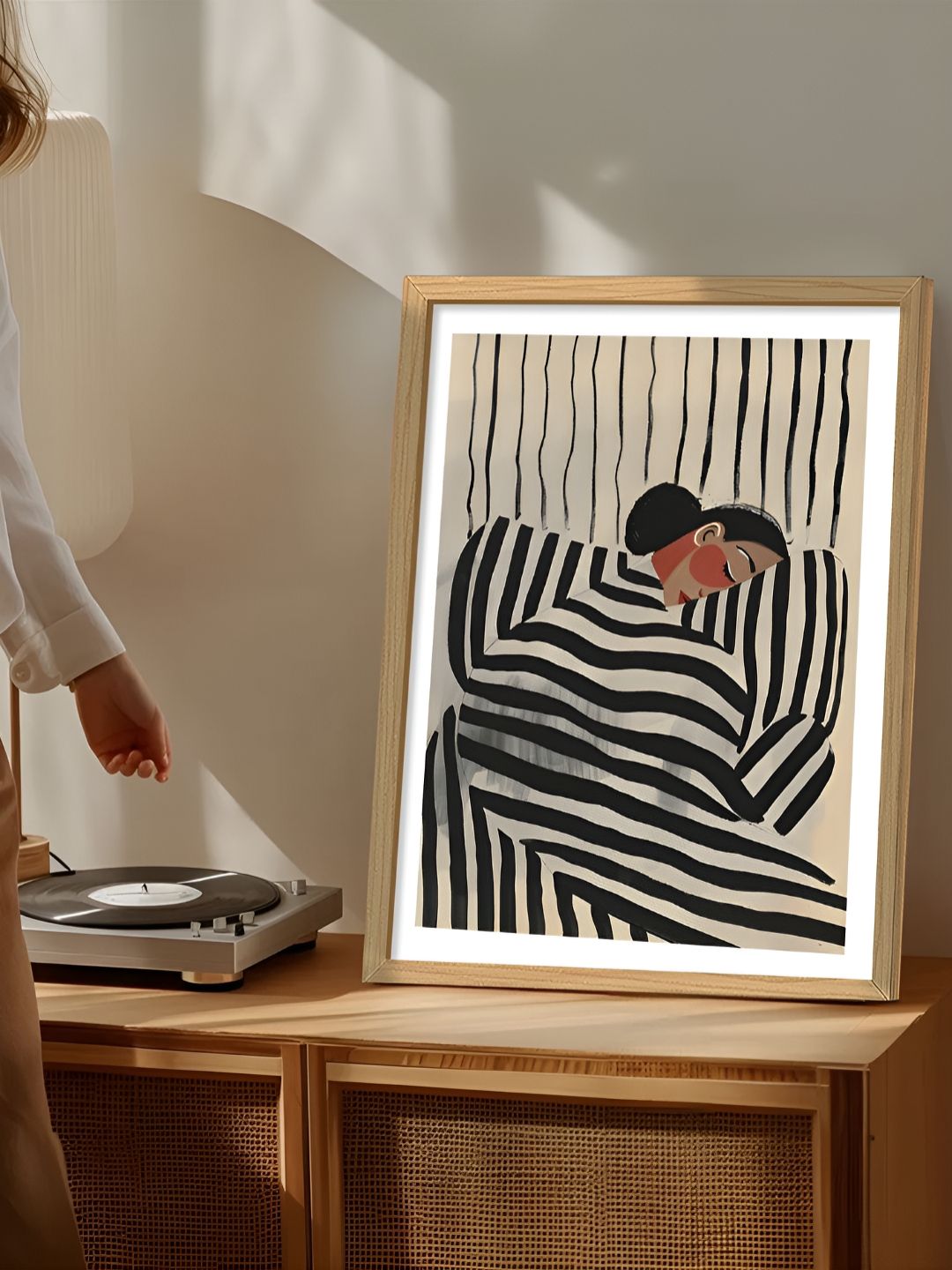 Art Street Beige 1 Piece Synthetic Wood Abstract Wall Paintings-picture-44