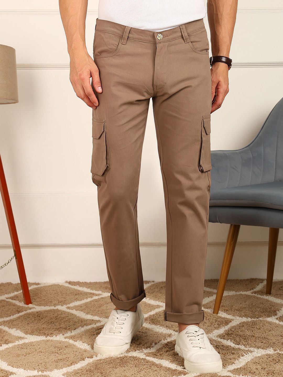 FUBAR Men Slim Fit Cargos Trousers-image-17