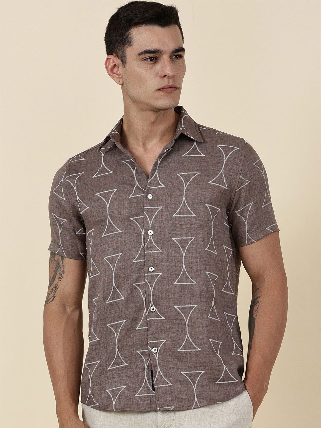 Thomas Scott Men Classic Slim Fit Opaque Printed Casual Shirt-picture-32