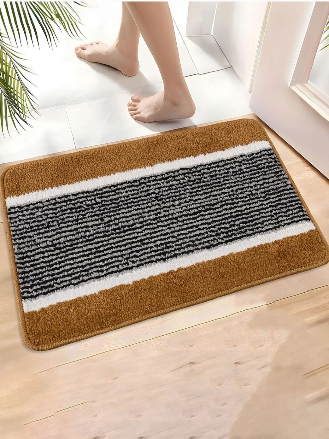 Aura Gold & Black Textured Anti-Skid Doormat-picture-47