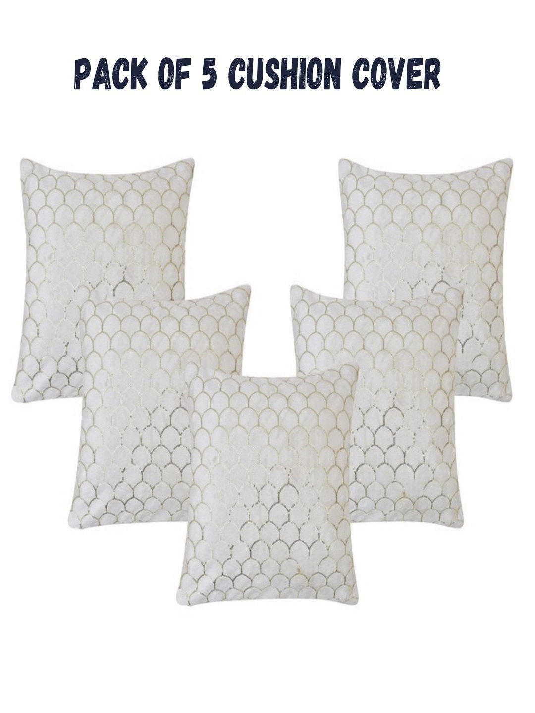 Myntra Elegant Homes White Set of 5 Velvet Square Cushion Covers-image-34