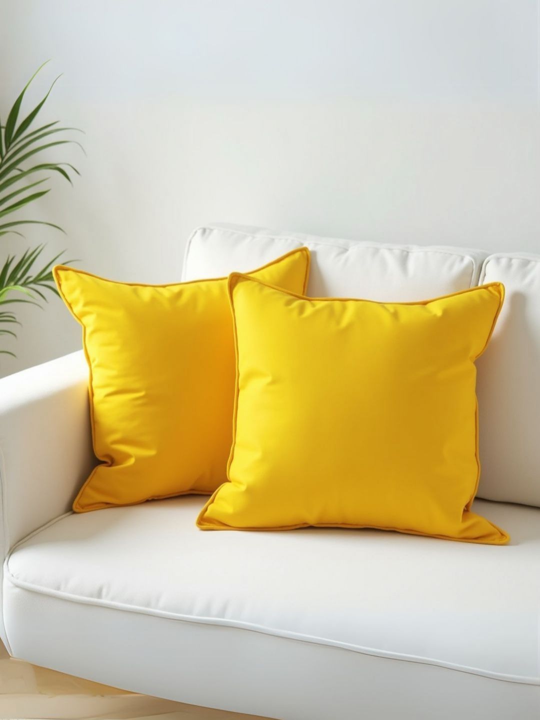 Aurave Yellow Set of 2 Square Cushion Covers-picture-4