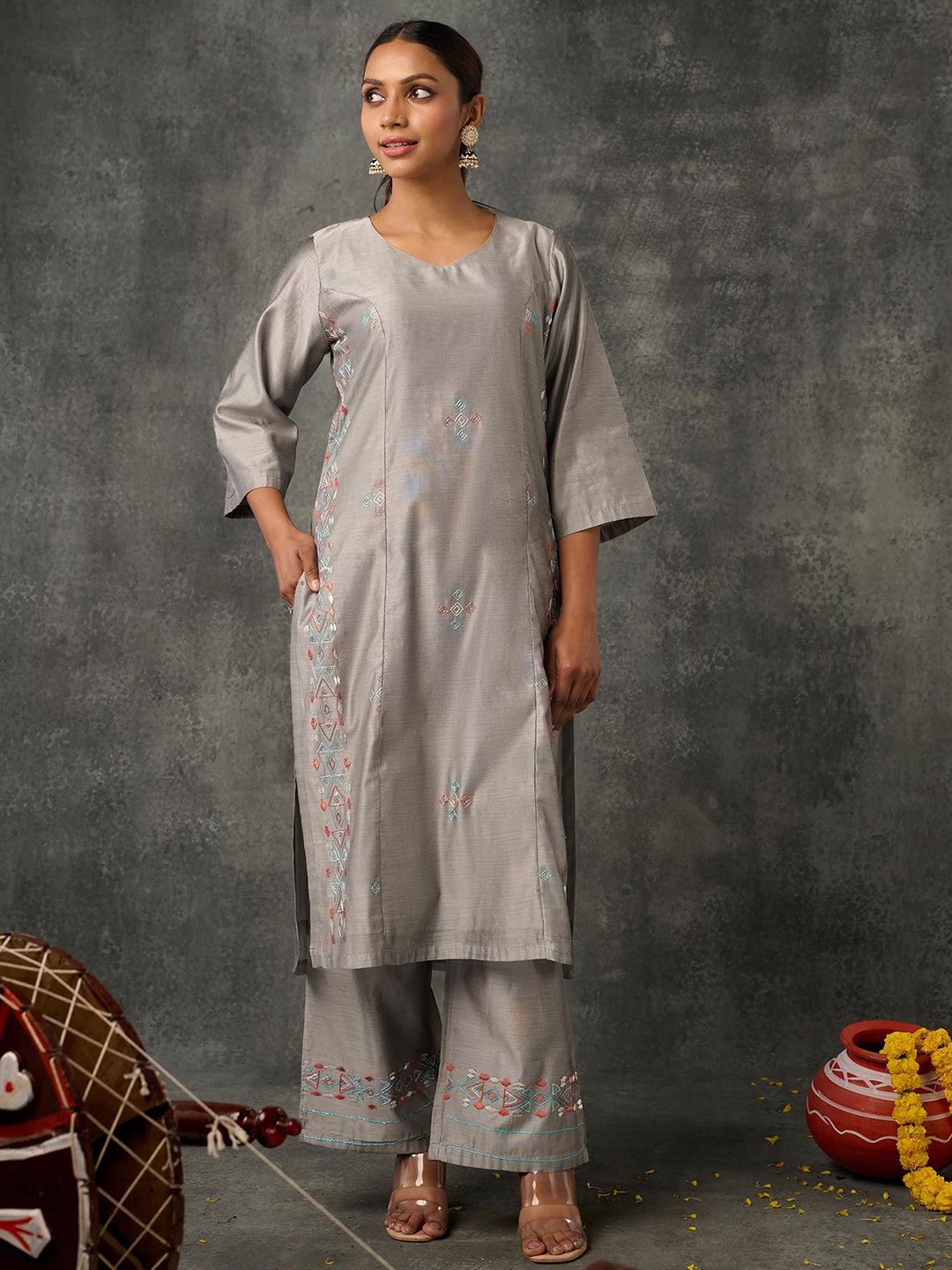 Phulkari Forever Embroidered Phulkari Chanderi Silk Handloom Phulkari Kurti-picture-26