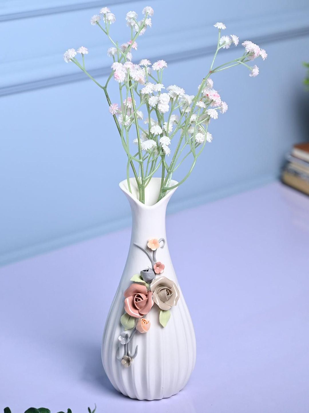 MARKET99 Floral Delight - White Asymmetrical Vase