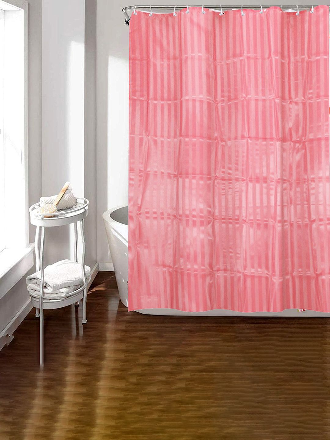 Kuber Industries Pink Striped Shower Curtains-picture-17