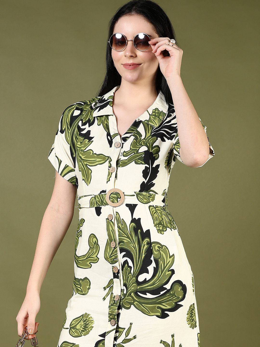 V-Mart Floral Print Shirt Mini Dress
