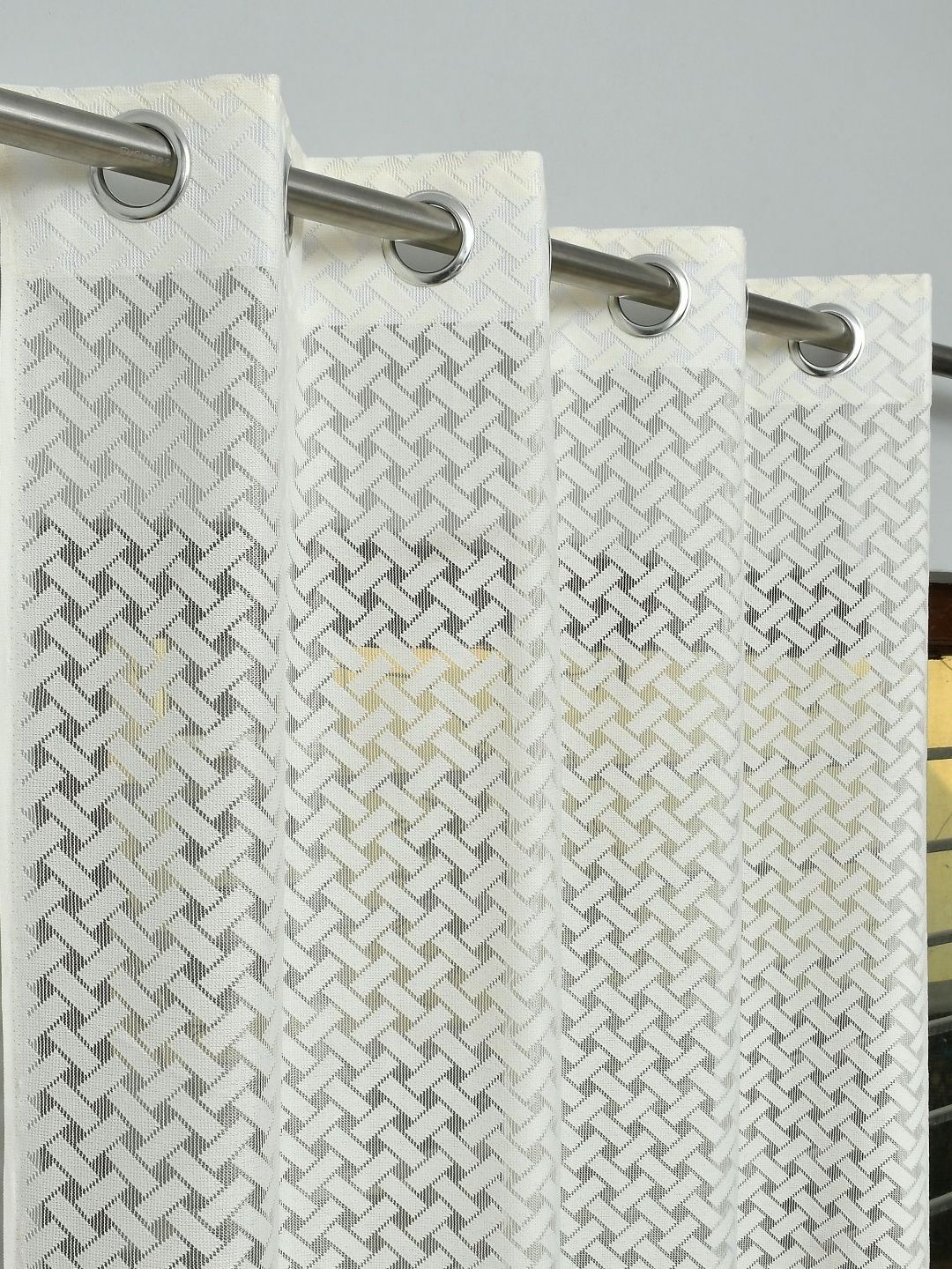 Galaxy Home Decor Cream-Coloured Set of 2 Sheer Long Door Curtain-picture-55