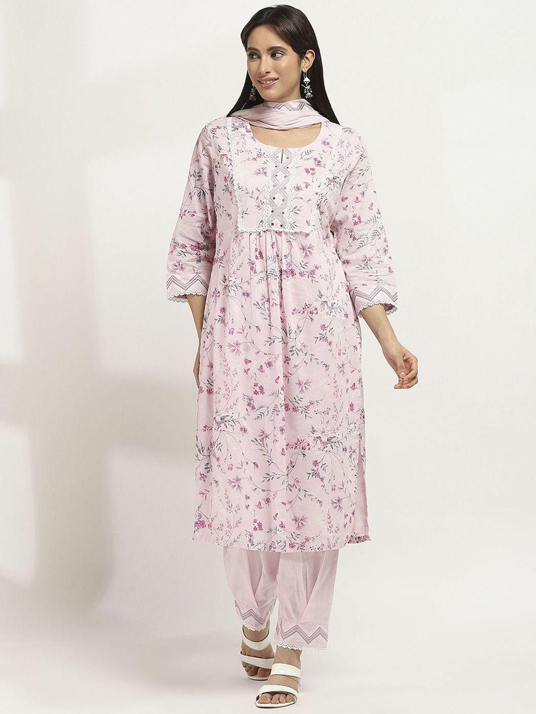 Rangriti Women Floral Printed Regular Pure Cotton Kurta with Salwar & With Dupatta-picture-18