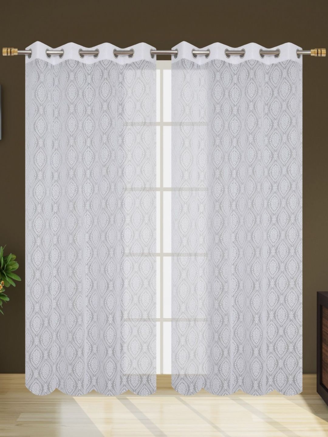Galaxy Home Decor White Set of 2 Sheer Door Curtain