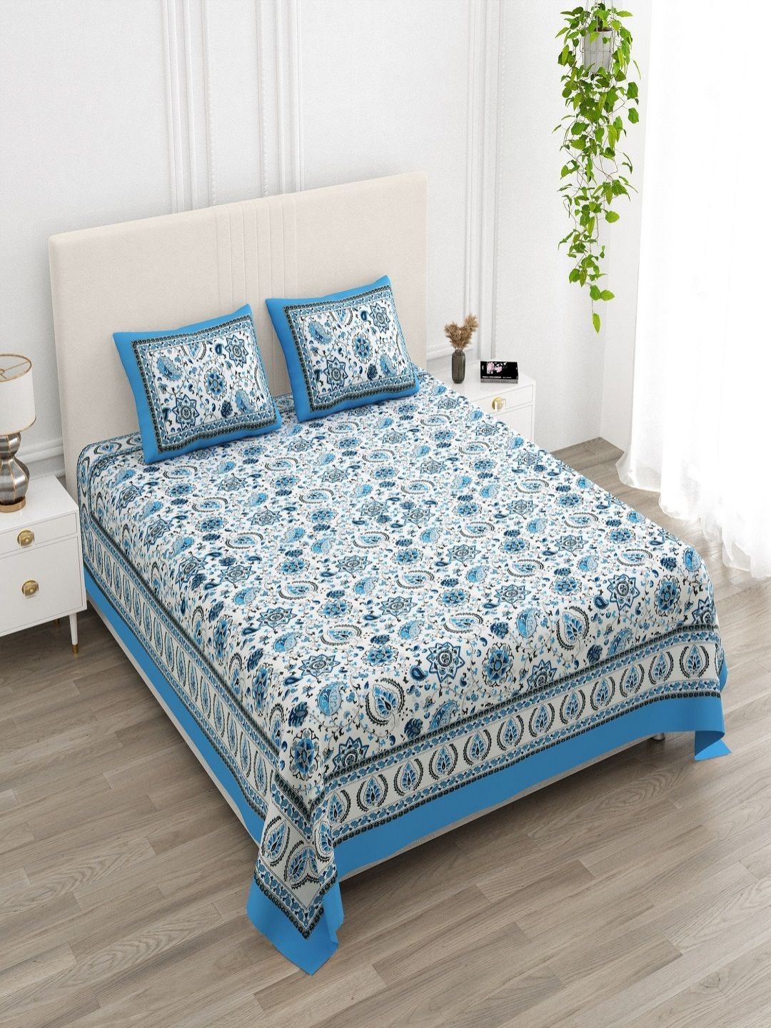 CHICERY Multicoloured Floral 210 TC King Bedsheet with 2 Pillow Covers-picture-21
