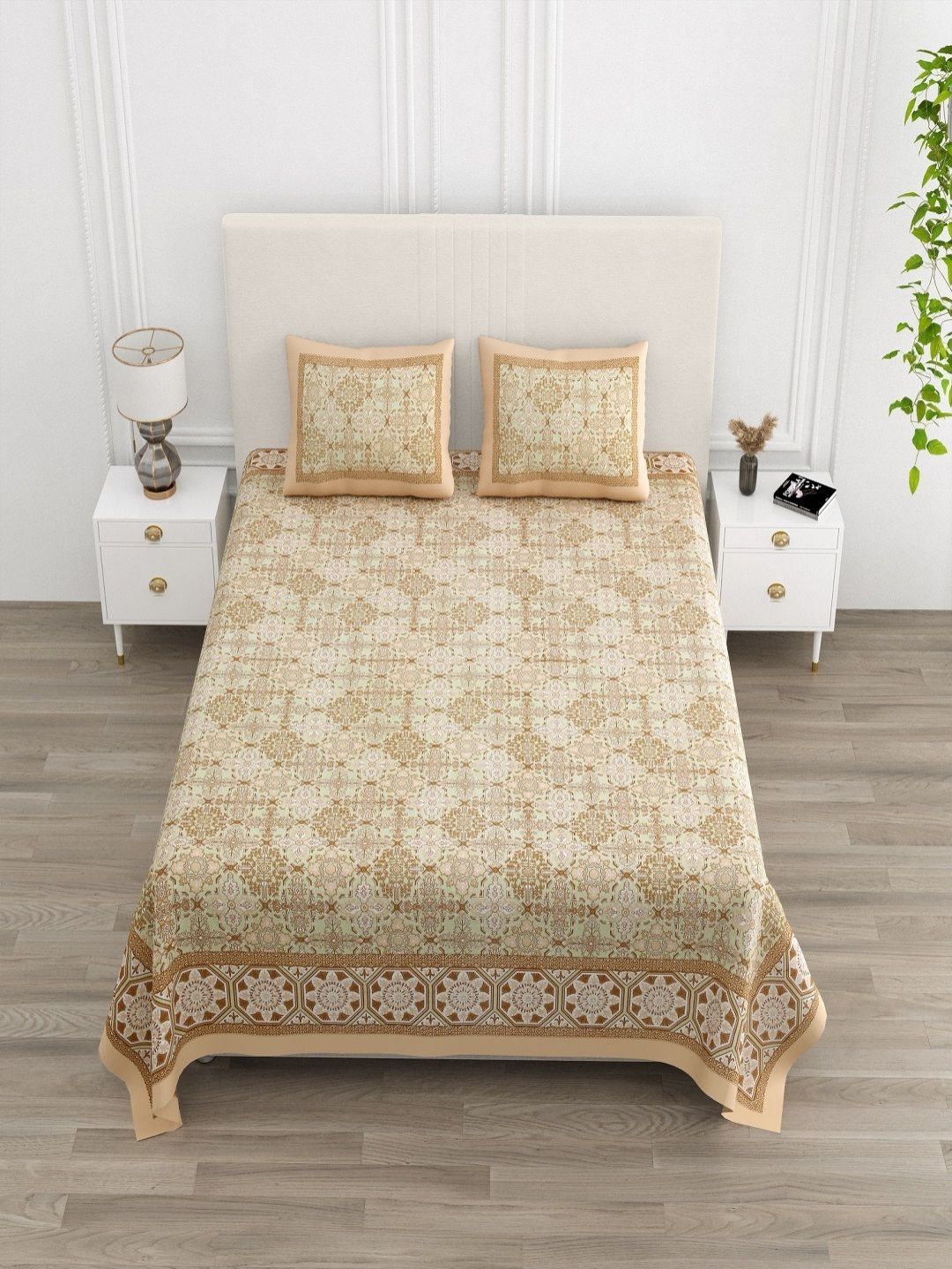 CHICERY Multicoloured Floral 210 TC King Bedsheet with 2 Pillow Covers-picture-34