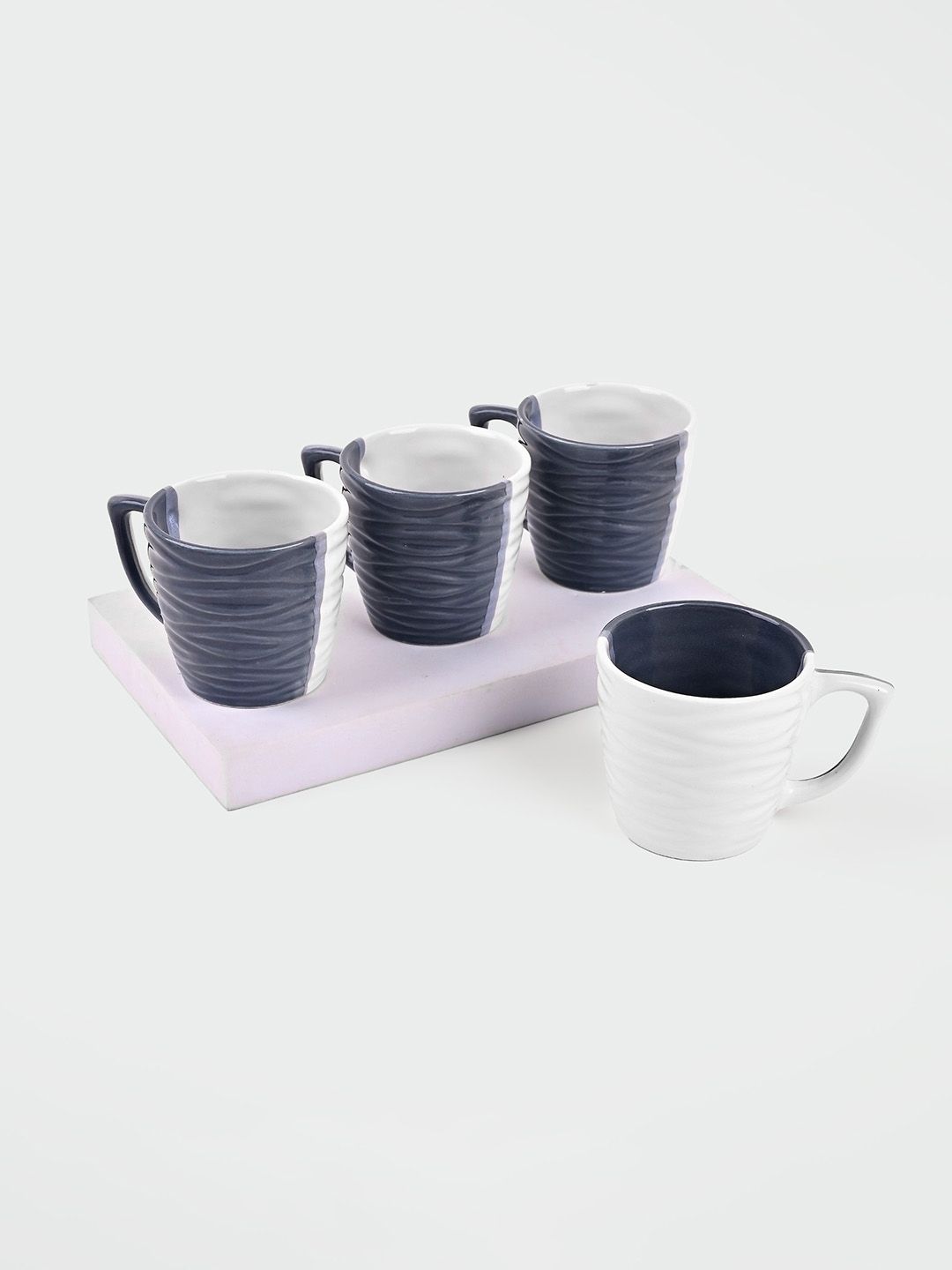 Storepedia Blue & White Handcrafted Solid Ceramic Matte Cups Set of Cups and Mugs-image-24