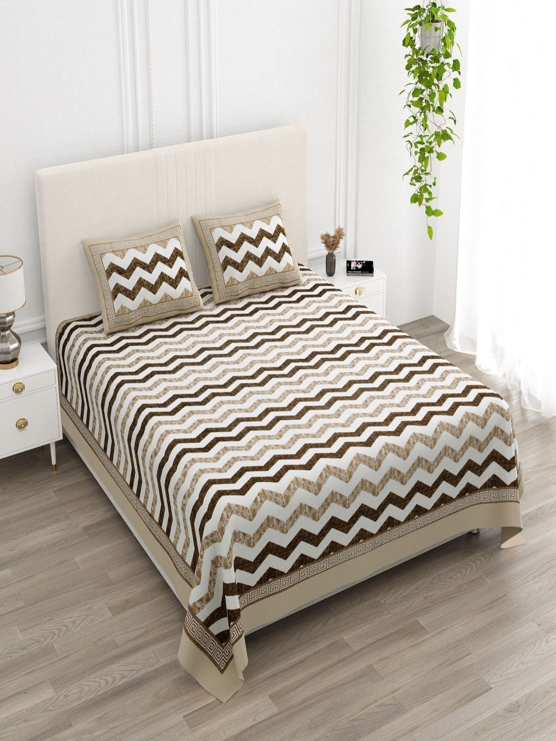 CHICERY Multicoloured Floral 210 TC King Bedsheet with 2 Pillow Covers-picture-35