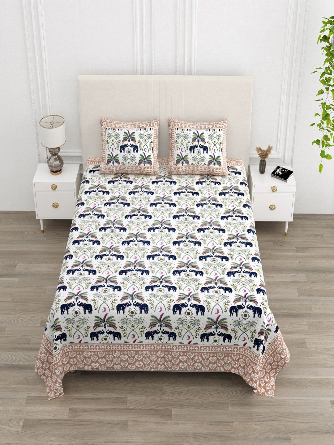 CHICERY Multicoloured Floral 210 TC King Bedsheet with 2 Pillow Covers-picture-32