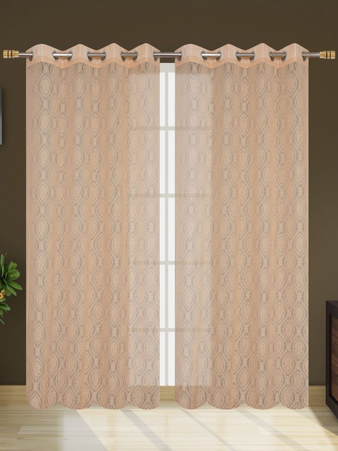 Galaxy Home Decor Beige Set of 2 Sheer Window Curtain-image-39