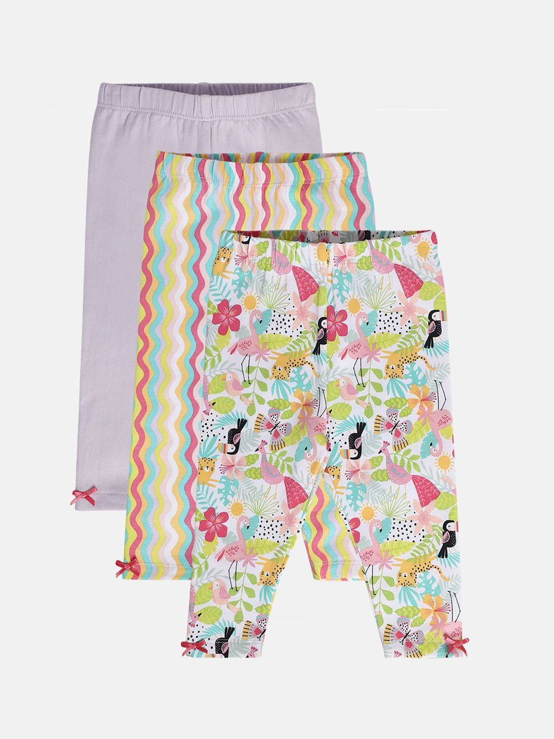MINI KLUB Girls Pack Of 3 Printed Ankle-Length Leggings-picture-30