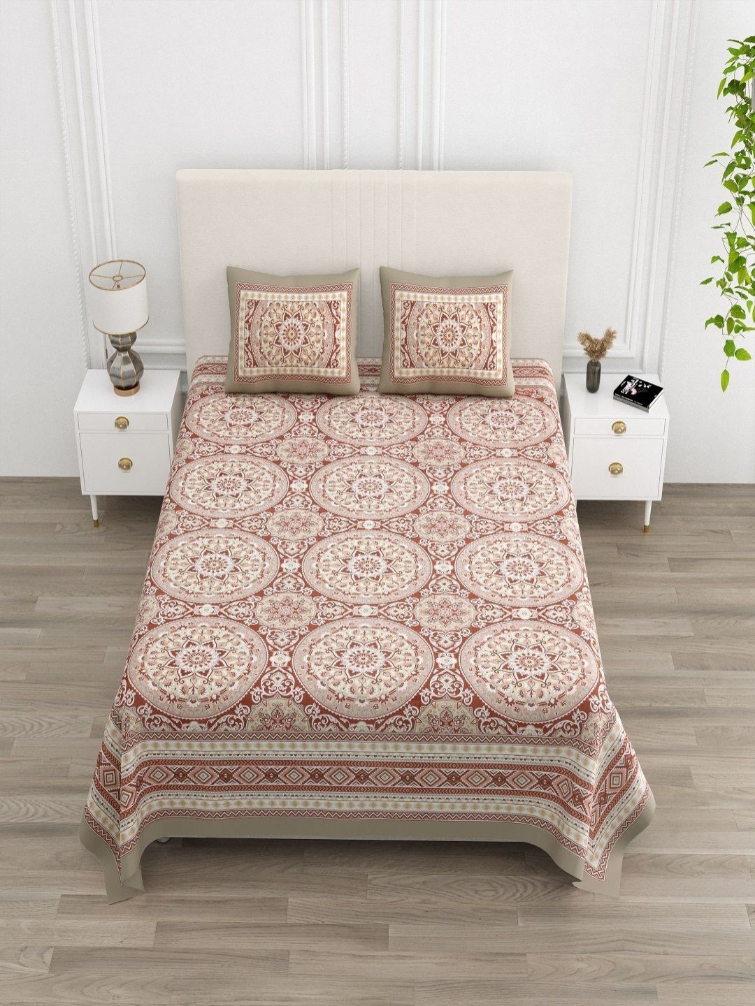 CHICERY Multicoloured Floral 210 TC King Bedsheet with 2 Pillow Covers-picture-36