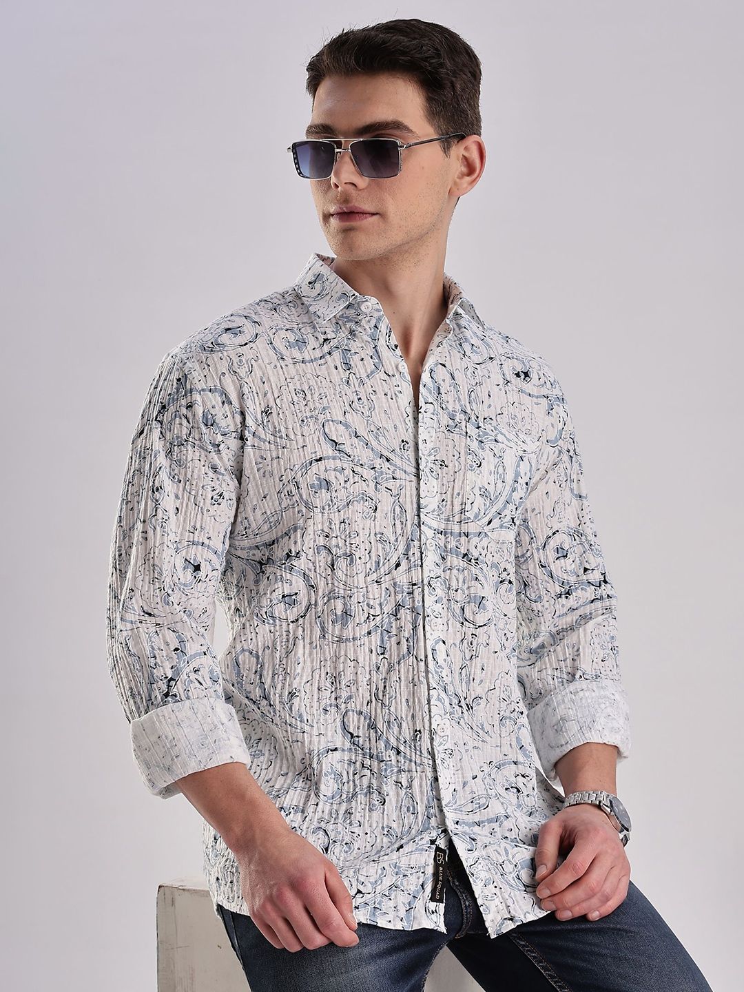 BS BLUE SQUAD Men Slim Fit Printed Casual Shirt-picture-29