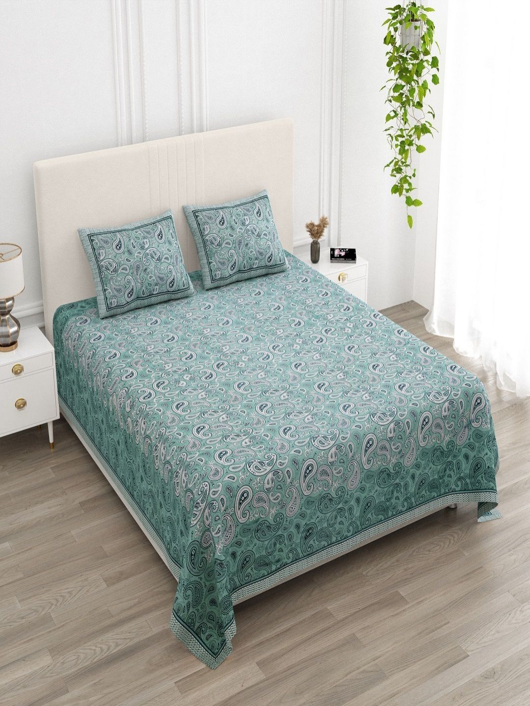 CHICERY Multicoloured Floral 210 TC King Bedsheet with 2 Pillow Covers-picture-31
