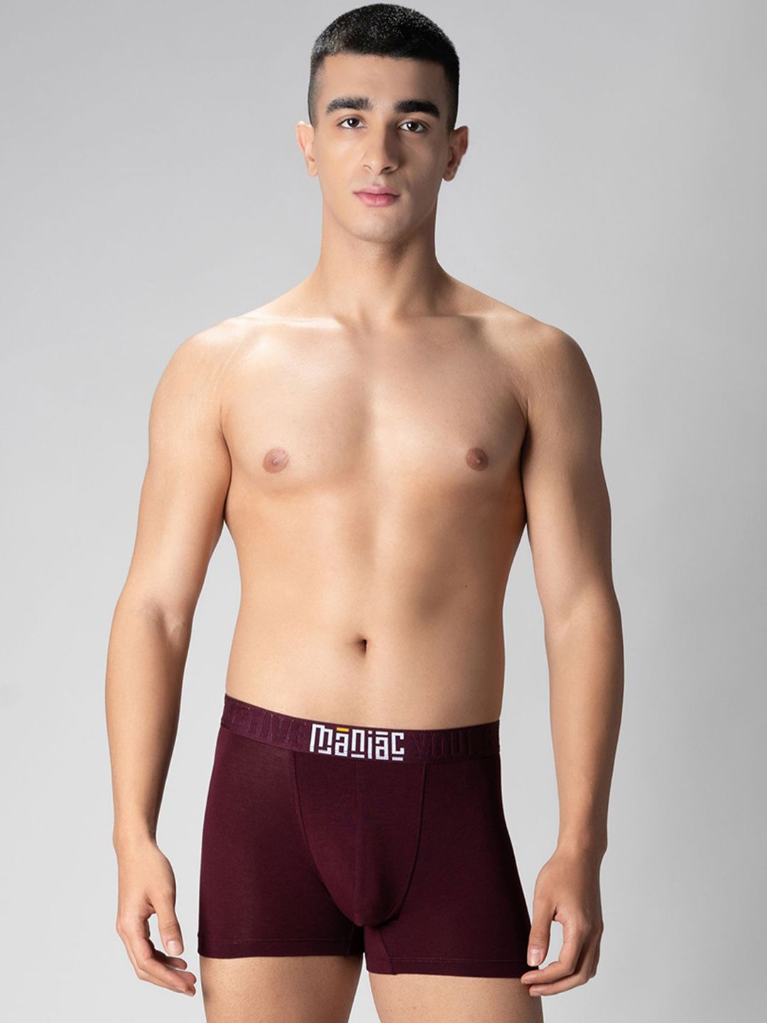 Maniac Mid Rise Basic Trunks MN24-MODAL-BURGUNDY-TRUNKS-S-picture-47