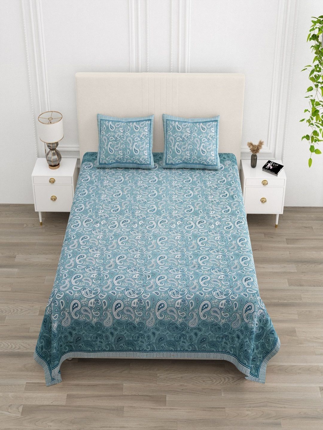 CHICERY Multicoloured Floral 210 TC King Bedsheet with 2 Pillow Covers-picture-27