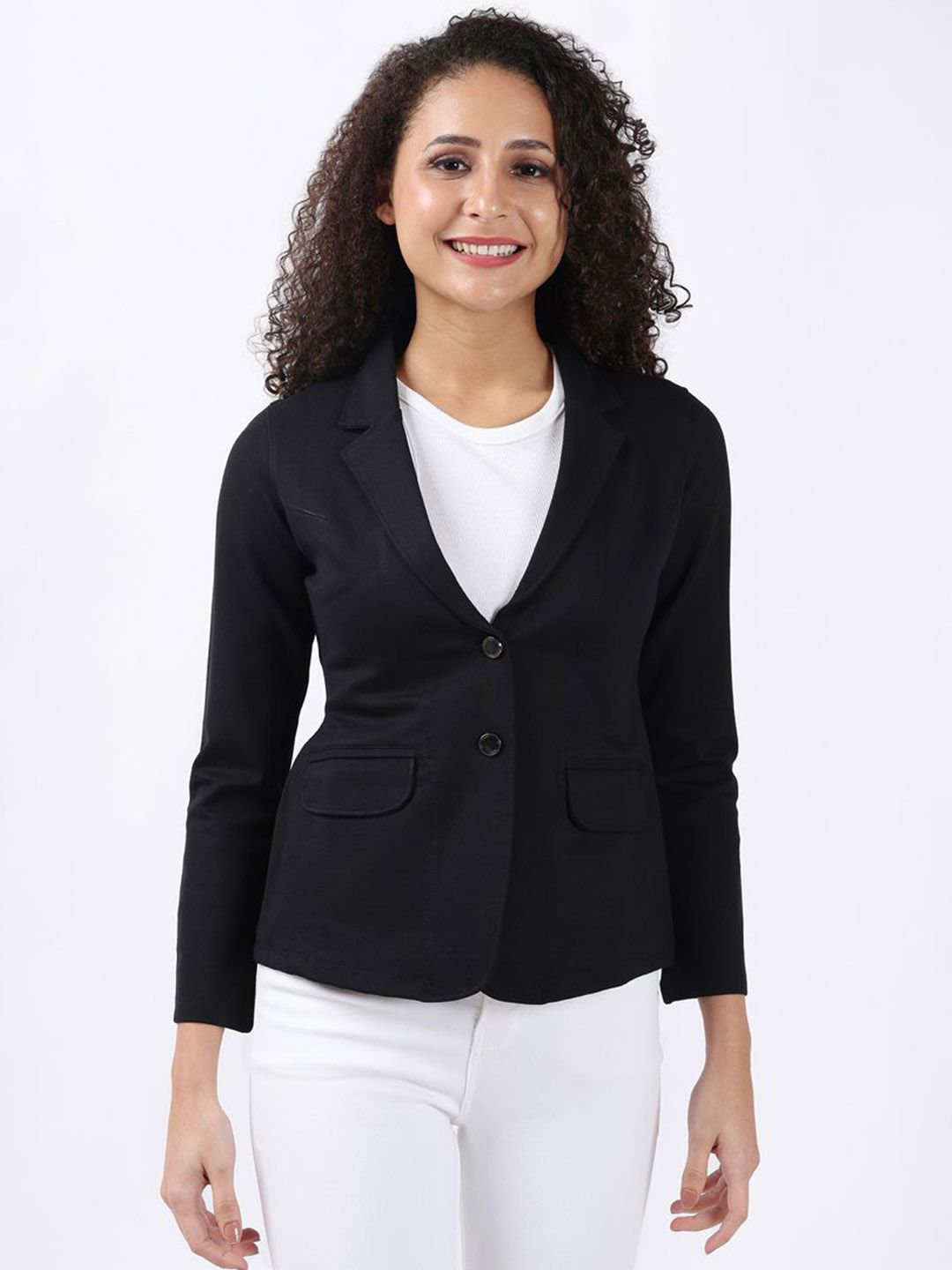 Bonnaty Notched Lapel Single-Breasted Blazer-picture-10