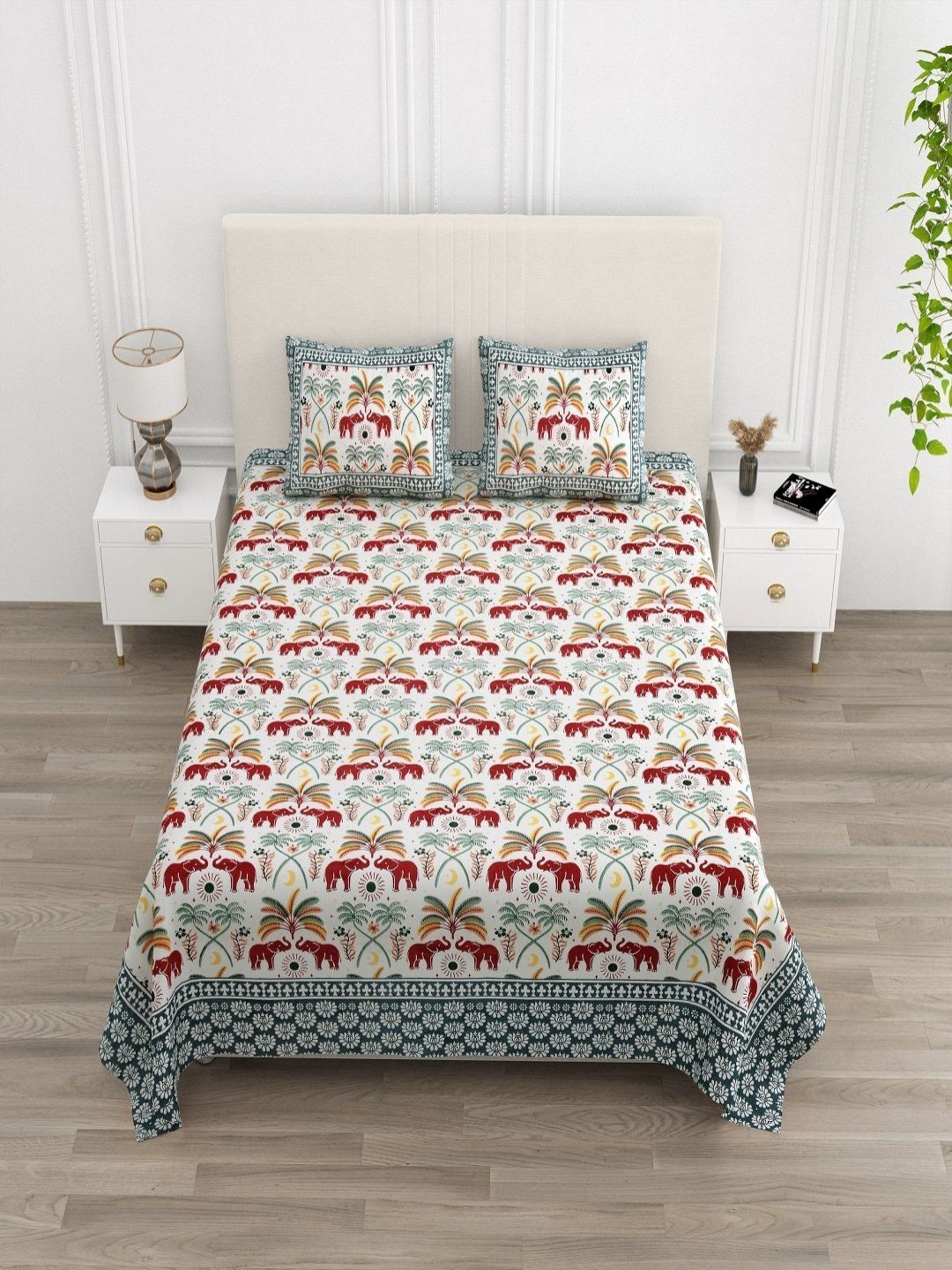 CHICERY Multicoloured Floral 210 TC King Bedsheet with 2 Pillow Covers-picture-38