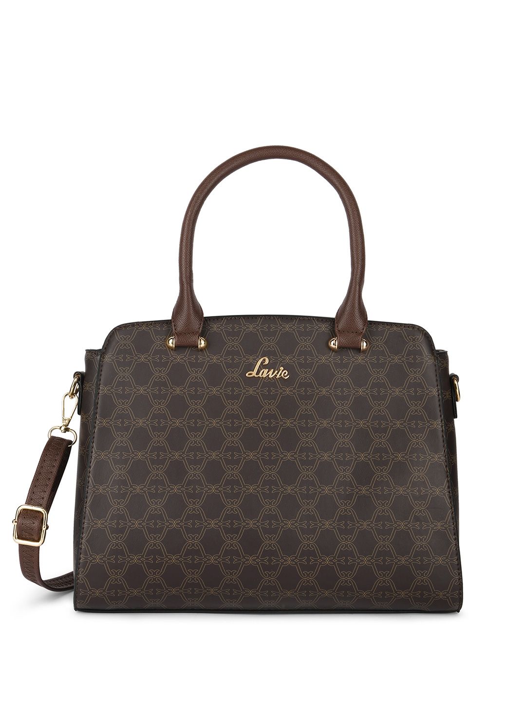 Lavie Geometric Printed Structured Satchel with Quilted-picture-21