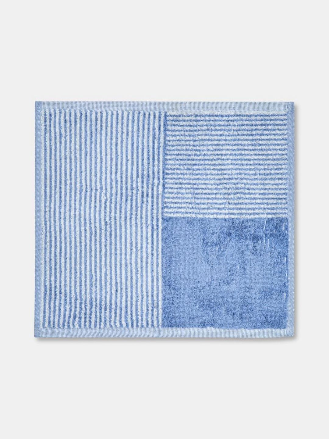 Fabindia 2-Pcs Blue & White Striped Cotton 570 GSM Soft Pile Face Towels-image-29
