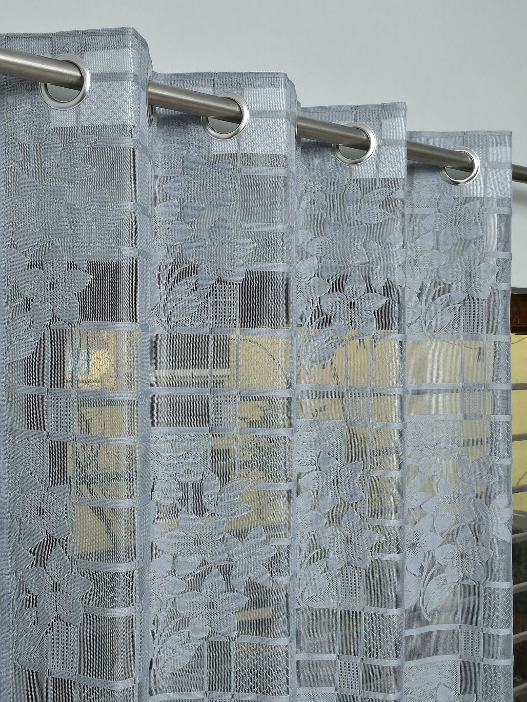 Galaxy Home Decor Grey Set of 2 Sheer Window Curtain-picture-11
