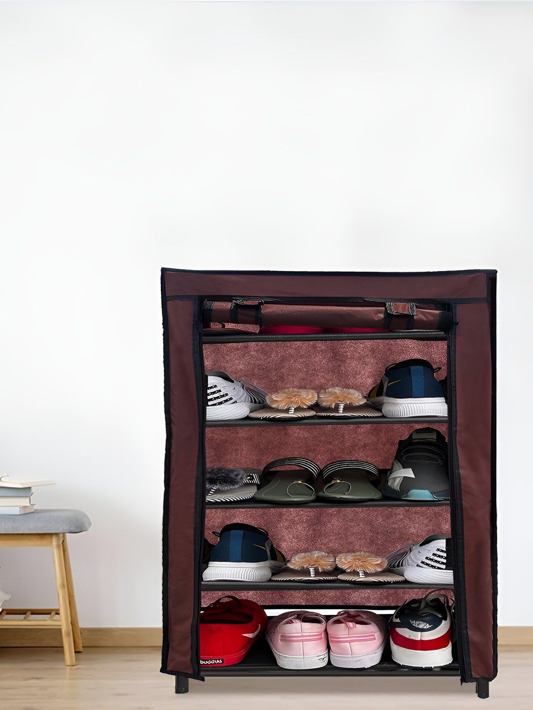 Rmerchants Brown Stainless Steel 5 Shelves Shoe Rack-picture-22