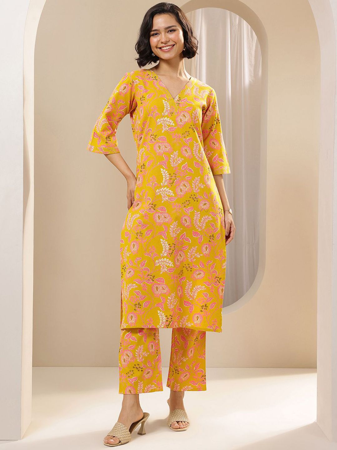 Libas Women Floral Printed Regular Kurta with Trousers-image-48