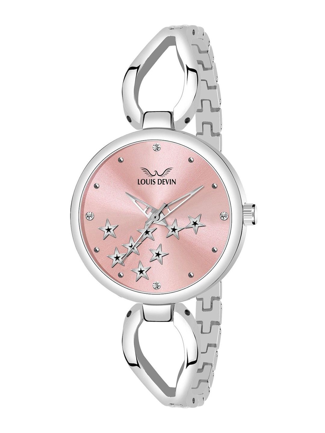 LOUIS DEVIN Women Brass Dial & Stainless Steel Bracelet Style Straps Analogue Watch LD-ZL163-PNK-image-6