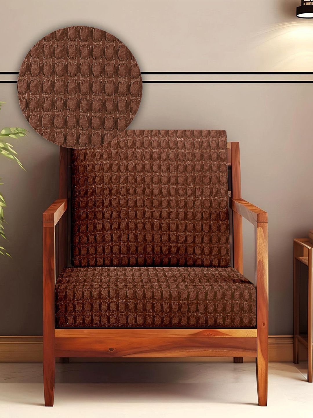 Cortina Brown Solid Polyester Sofa Cover-picture-10