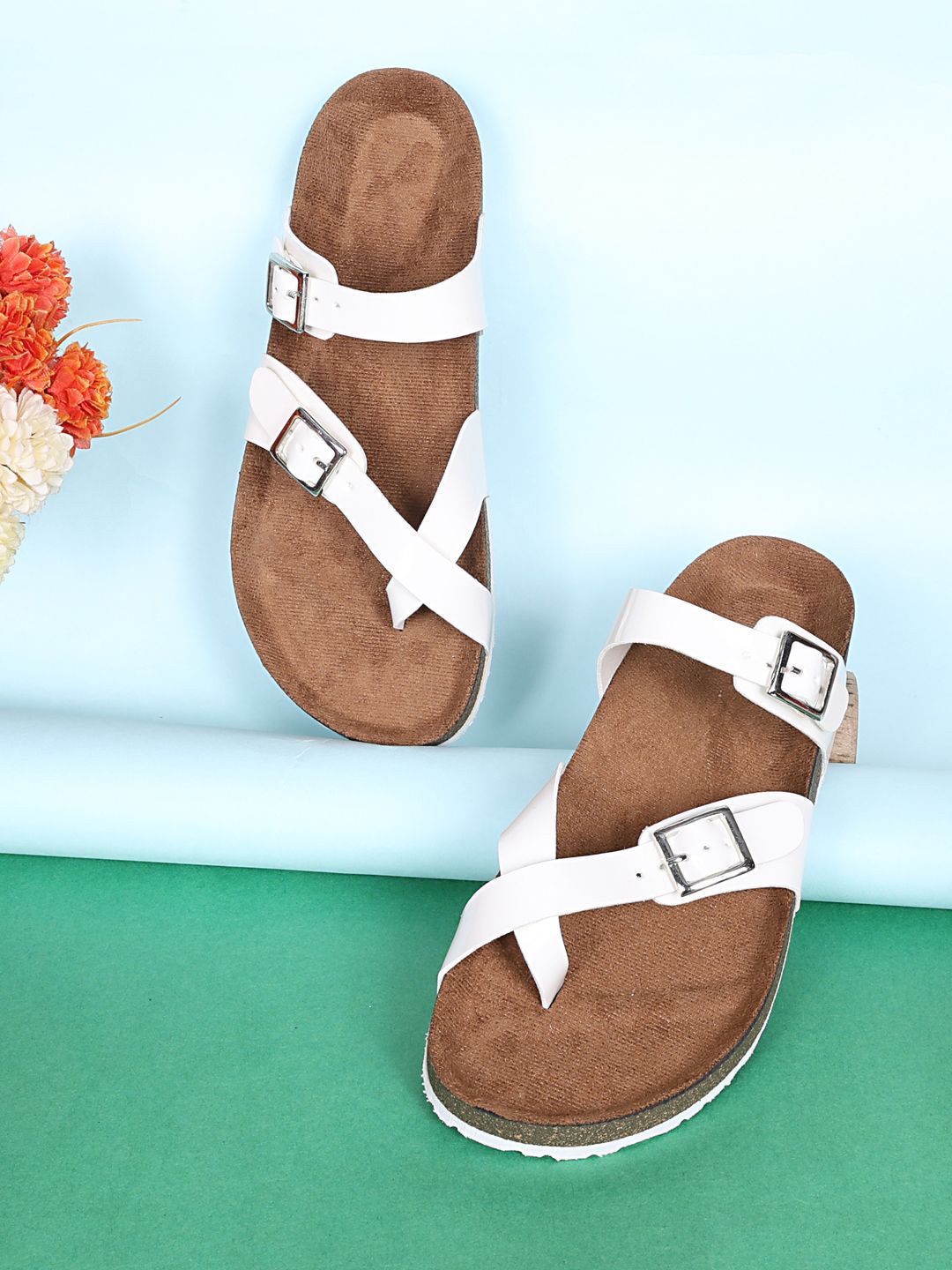 MOZAFIA Women Open Toe Flats with Buckles-picture-19
