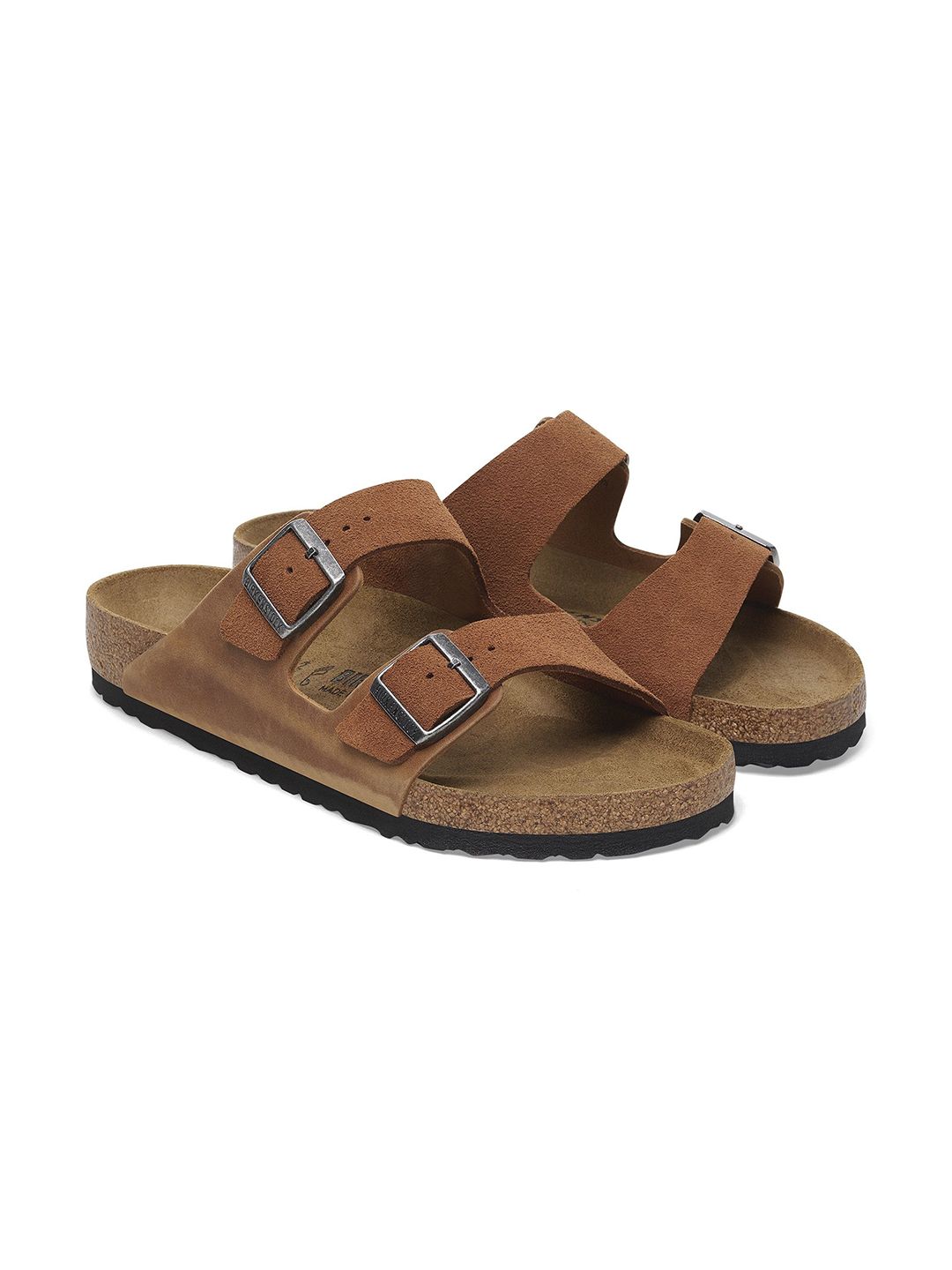 Birkenstock Men Leather Buckle Two Strap Sandals