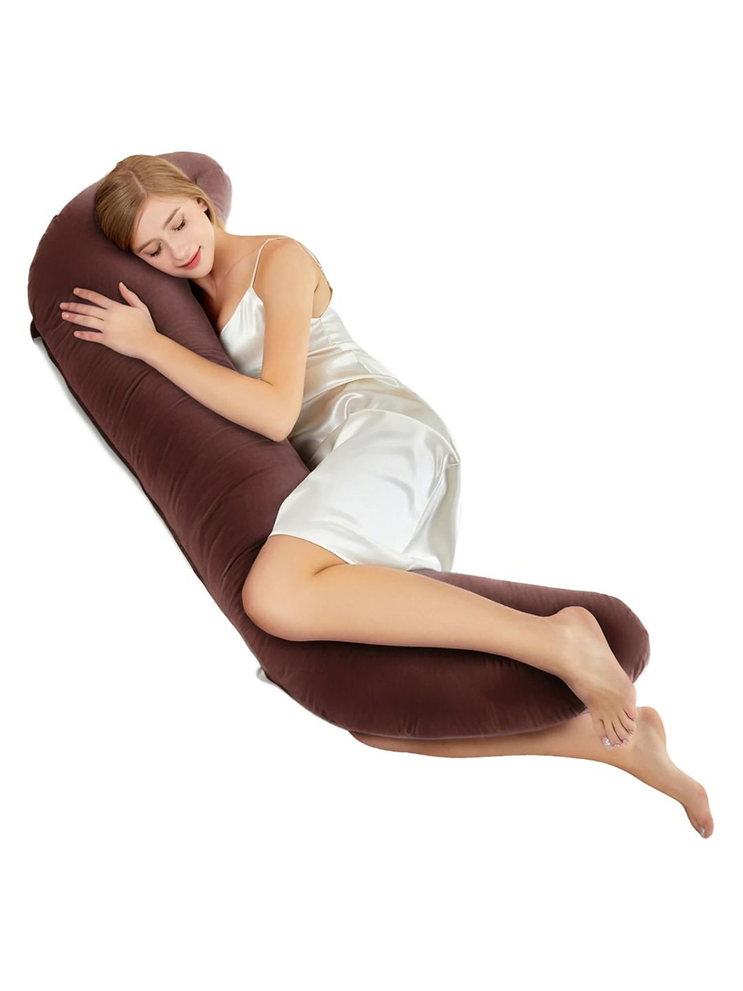 Pum Pum Brown Fibre Filled Faux Velvet Ultra Soft Maternity Pillow-image-31