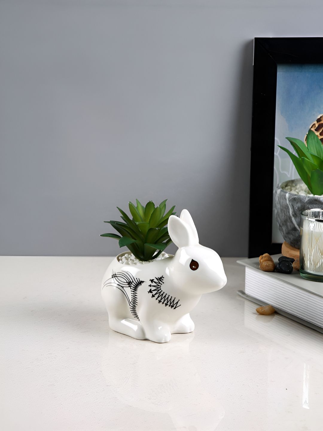 TAYHAA White 1 Pieces Succulent Artificial Plant With Pot-picture-22
