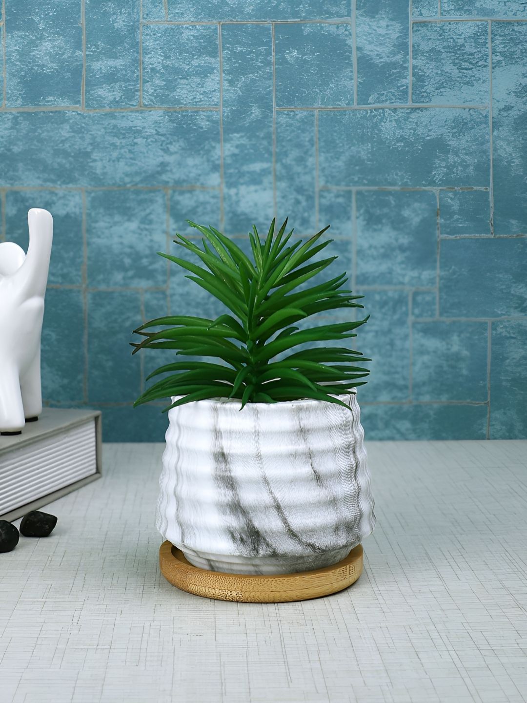TAYHAA White 1 Pieces Succulent Artificial Plant With Pot-picture-27