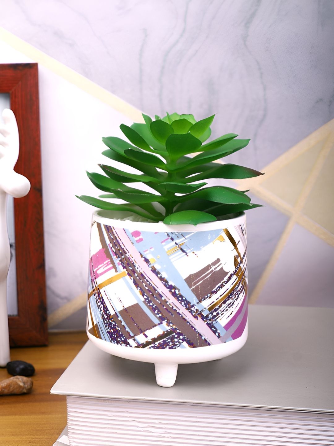 TAYHAA White 1 Pieces Succulent Artificial Plant With Pot-picture-17