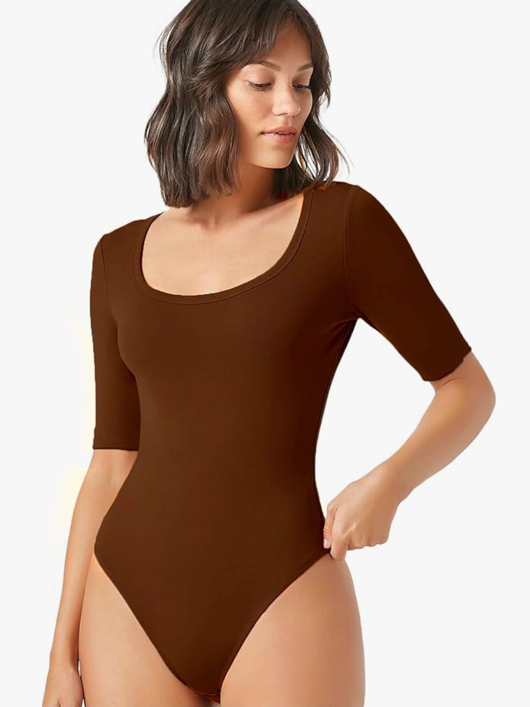 TRENDY ERA Round Neck Short Sleeves Bodysuit-picture-40