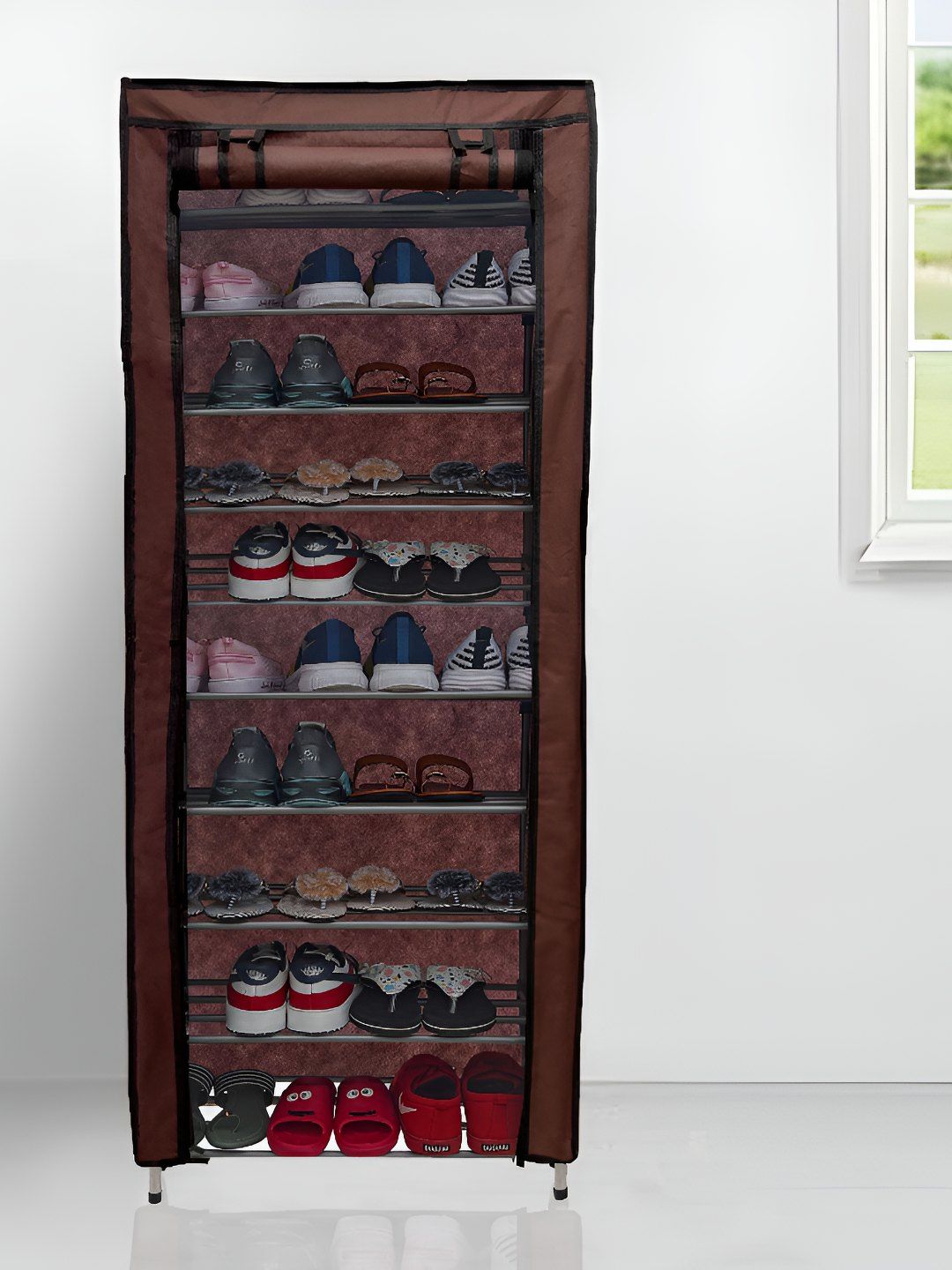 Rmerchants Brown Stainless Steel 9 Shelves Shoe Rack-picture-12
