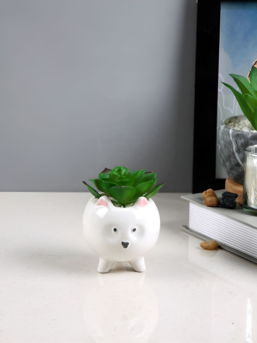 TAYHAA White 1 Pieces Succulent Artificial Plant With Pot-picture-35