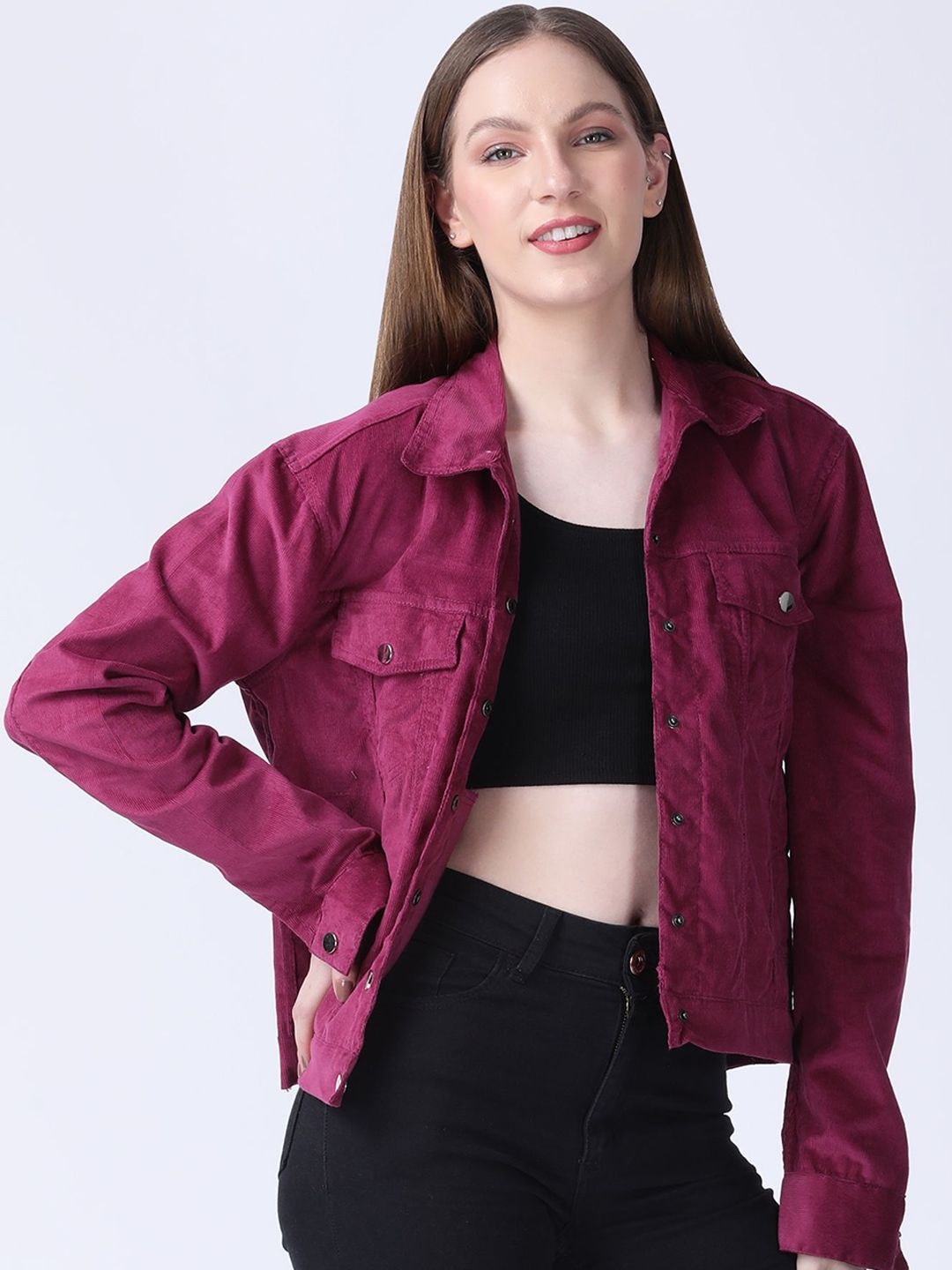 SZN Women Polyester Lightweight Crop Denim Jacket with Patchwork-picture-25